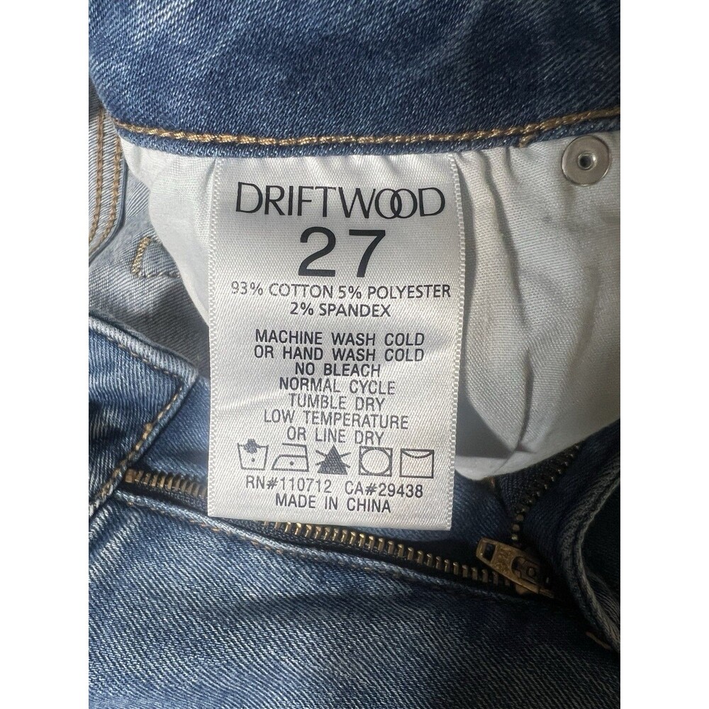 Driftwood Colette Jeans Womens 27x26 Crop Stretch Denim Floral Embroidery Cuffs - Picture 10 of 10